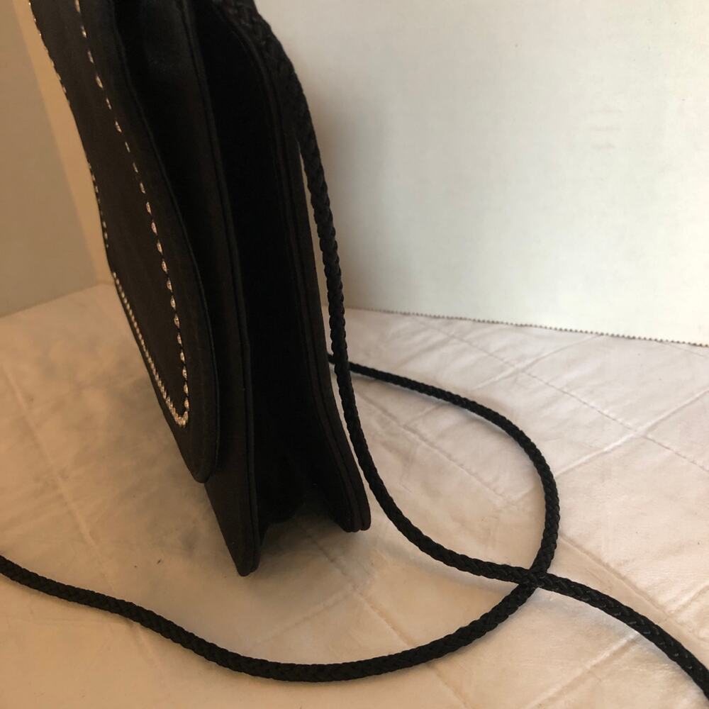 Talbots crossbody bag, Black with diamond stud design, Satin - Picture 4 of 9
